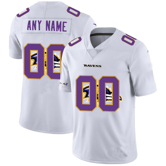 B.Ravens Customized White Team Big Logo Vapor Untouchable Limited Jersey Stitched Football Jerseys