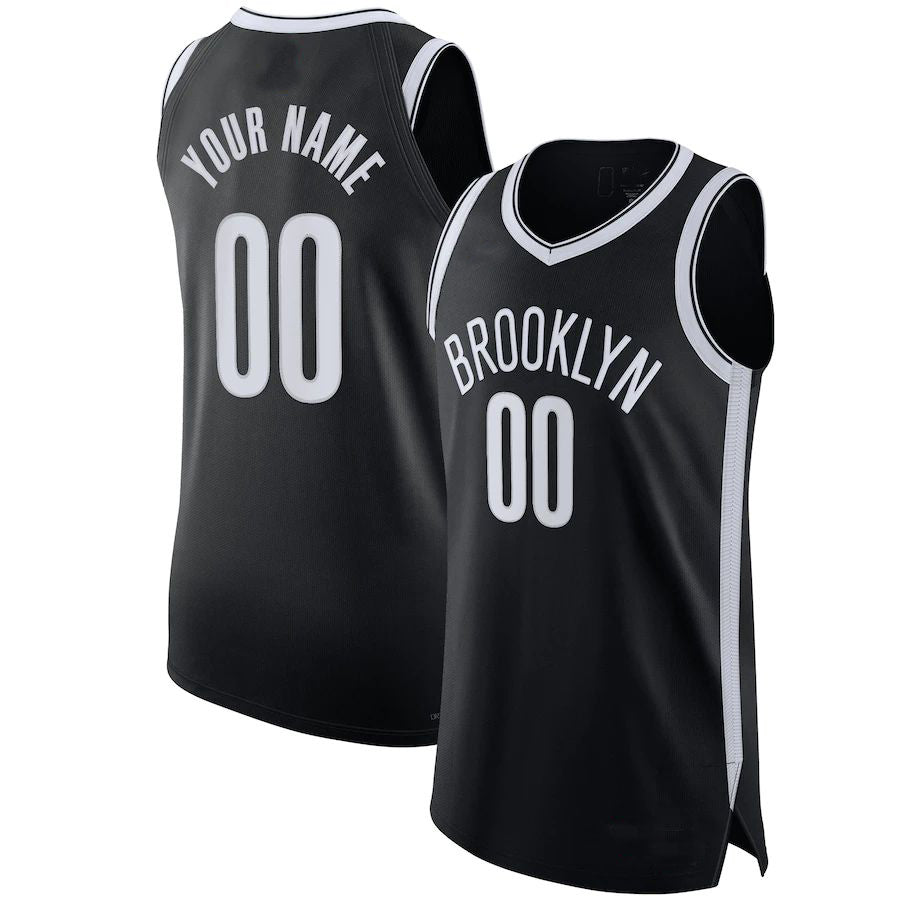 Custom B.Nets  2021-22 Diamond Swingman Authentic Jersey Icon Edition Black American Stitched Basketball Jersey