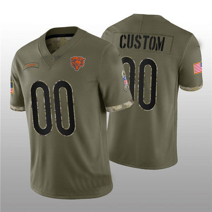 Custom Football Jerseys C.Bears ACTIVE PLAYER 2022 Olive Salute To Service Limited  American Stitched Jerseys