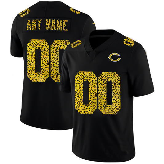 C.Bears Custom Leopard Print Fashion Vapor Limited Jersey Black Stitched American Football Jerseys