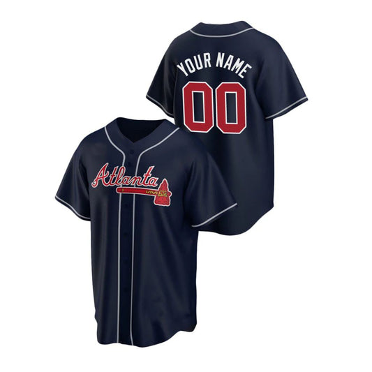 Custom Atlanta Braves Navy Men Youth And Women Birthday gift Stitched Baseball Jerseys