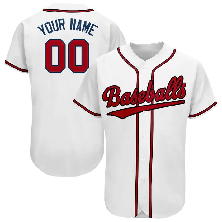 Custom Atlanta Braves Personalized Button Down Baseball T Shirt Stitched Baseball Jerseys