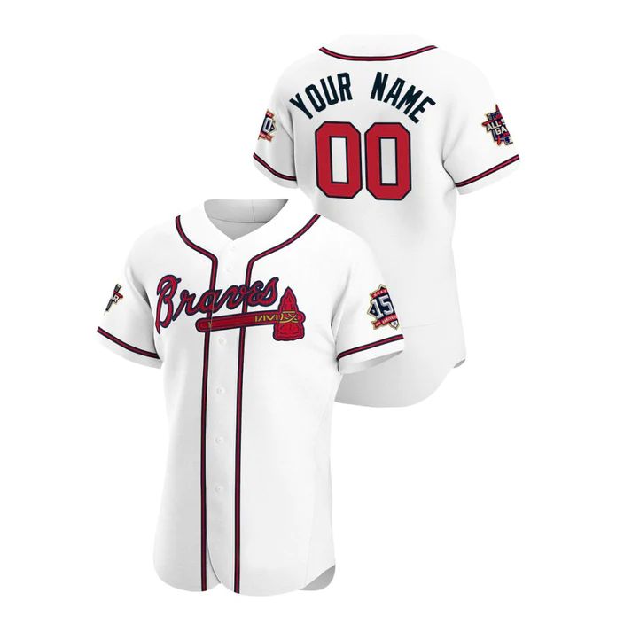 Custom Atlanta Braves Stitched White Game Patch 2021 All Star 150th Baseball Jerseys