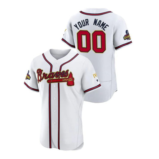 Custom Atlanta Braves White 2022 Gold Program Stitched Baseball Jerseys