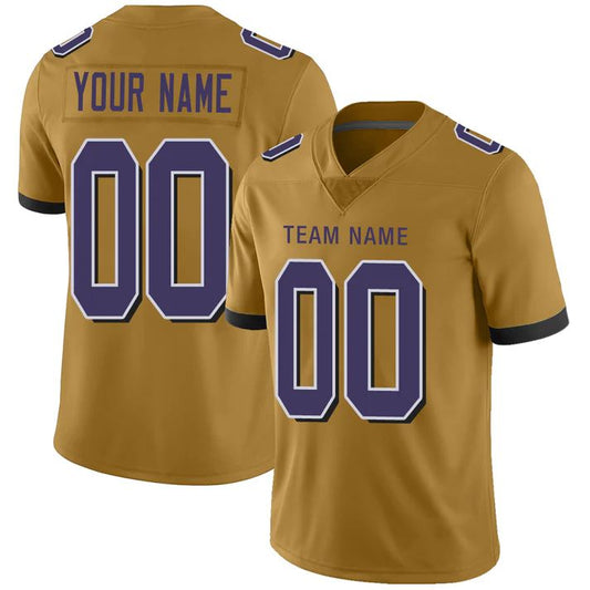 Custom B.Ravens American Personalize Birthday Gifts Gold Jersey Stitched Football Jerseys