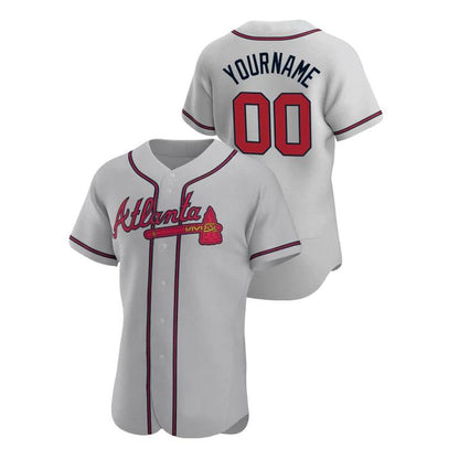 Custom Atlanta Braves Gray Jersey Stitched Baseball Jerseys