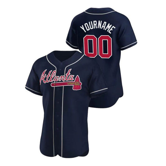 Custom Atlanta Braves Navy Jersey Stitched Baseball Jerseys