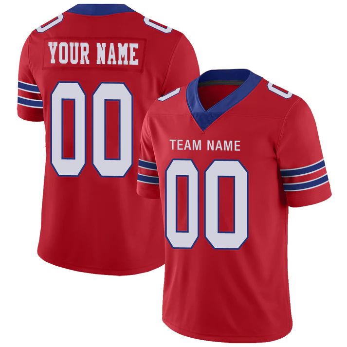 Custom B.Bills Stitched American Personalize Birthday Gifts Red Jersey Football Jerseys