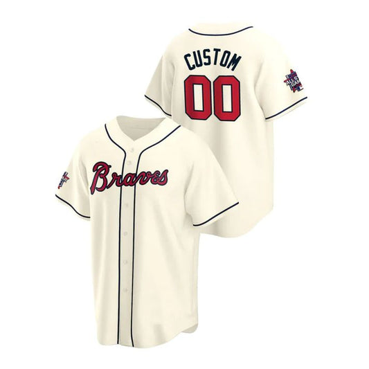 Custom Atlanta Braves Cream Men Youth Women Team Name Number Birthday gift 2021 All Star Stitched Baseball Jerseys