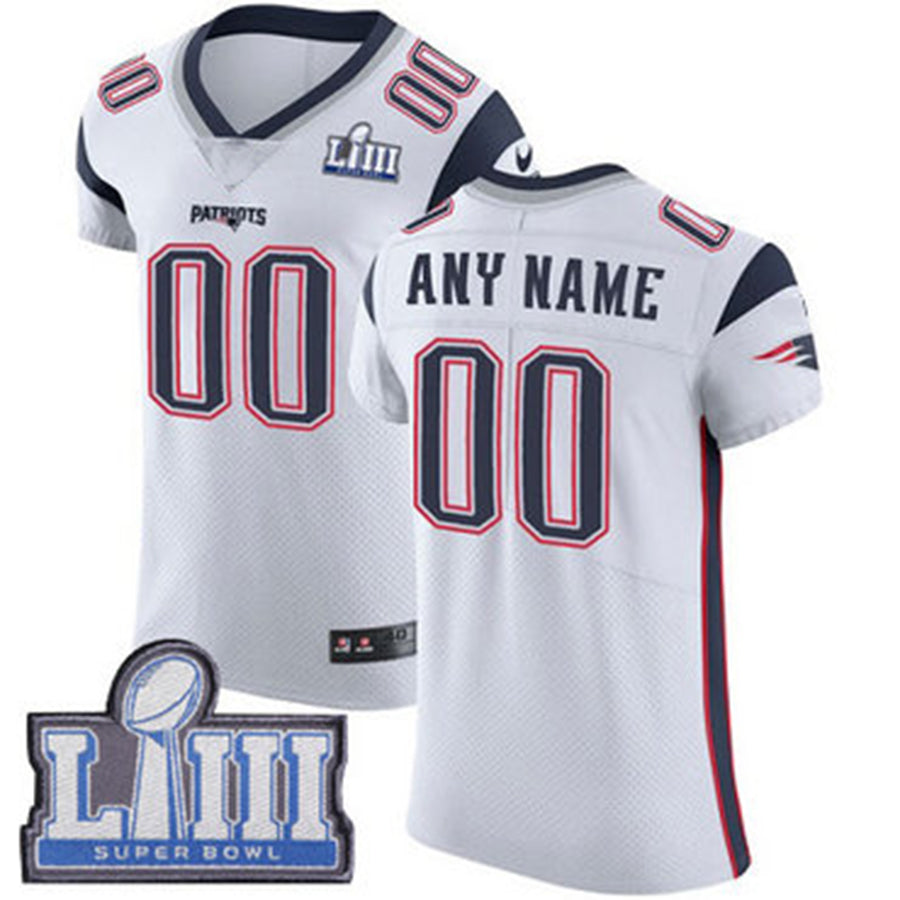 Custom NE.Patriots Vapor Untouchable Super Bowl LIII Bound Elite White Road Jersey Stitched American Football Jerseys