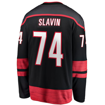 C.Hurricanes #74 Jaccob Slavin Fanatics Branded Home Breakaway Player Jersey Black Stitched American Hockey Jerseys