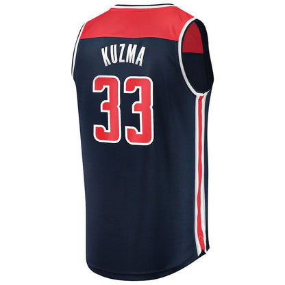 W.Wizards #33 Kyle Kuzma Fanatics Branded  Fast Break Replica Jersey Navy Statement Edition Stitched American Basketball Jersey