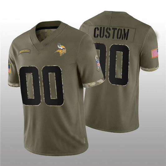 Football Jerseys Custom MN.Vikings ACTIVE PLAYER 2022 Olive Salute To Service Limited Jersey American Stitched Jerseys