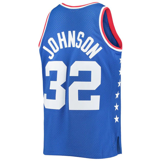 W.Conference #32 Magic Johnson Mitchell & Ness 1985 All-Star Game Swingman Jersey Royal Stitched American Basketball Jersey