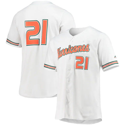 #21 M.Hurricanes Replica Baseball Jersey White Football Jersey Stitched American College Jerseys