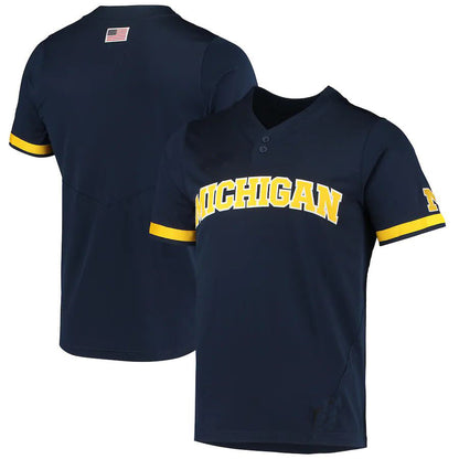 M.Wolverines Replica 2-Button Baseball Jersey Navy Stitched American College Jerseys