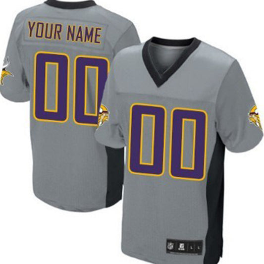 Custom MN.Vikings Gray Shadow Elite Jersey Stitched Jerseys Football Jerseys