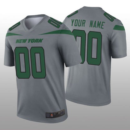 Custom NY.Jets Gray Inverted Legend Jersey American Stitched Jersey Football Jerseys