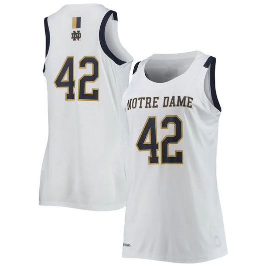 #42 N.Dame Fighting Irish Under Armour Replica Swingman Basketball Jersey White Stitched American College Jerseys