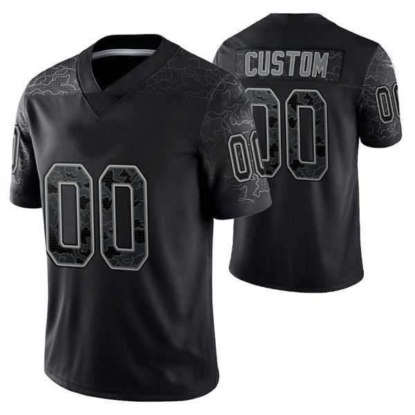 Football Jerseys Custom P.Eagles Active Player Black Reflective Limited Jersey  American Stitched Jerseys