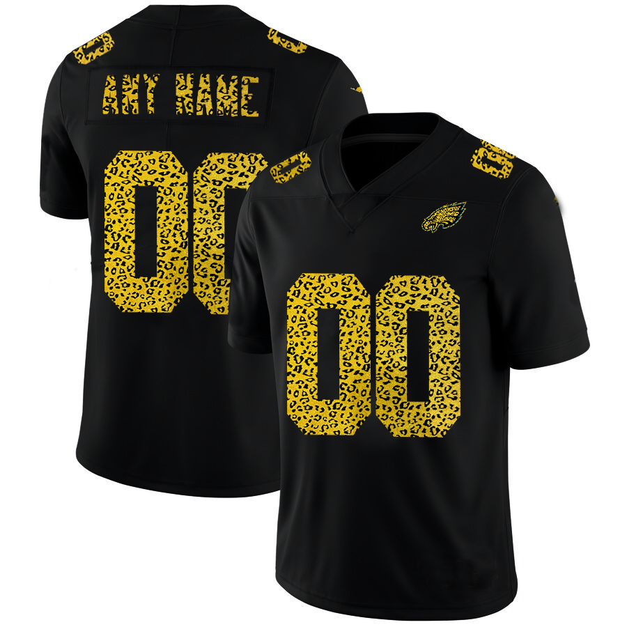 Custom P.Eagles Leopard Print Fashion Vapor Limited Jersey Black Stitched American Football Jerseys