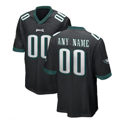 Custom P.Eagles Black Alternate Game Jersey Stitched American Football Jerseys