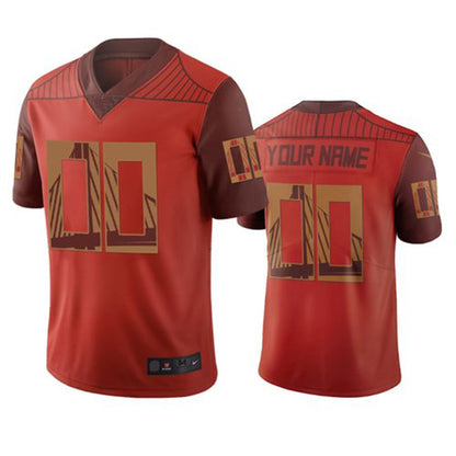 Custom SF.49ers Orange Vapor Limited City Edition Jersey Stitched American Football Jerseys