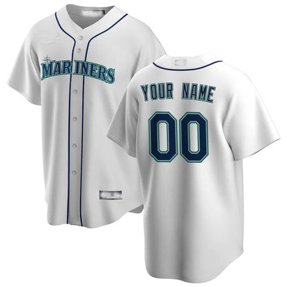 Custom Seattle Mariners White Home Replica Custom Jersey Baseball Jerseys