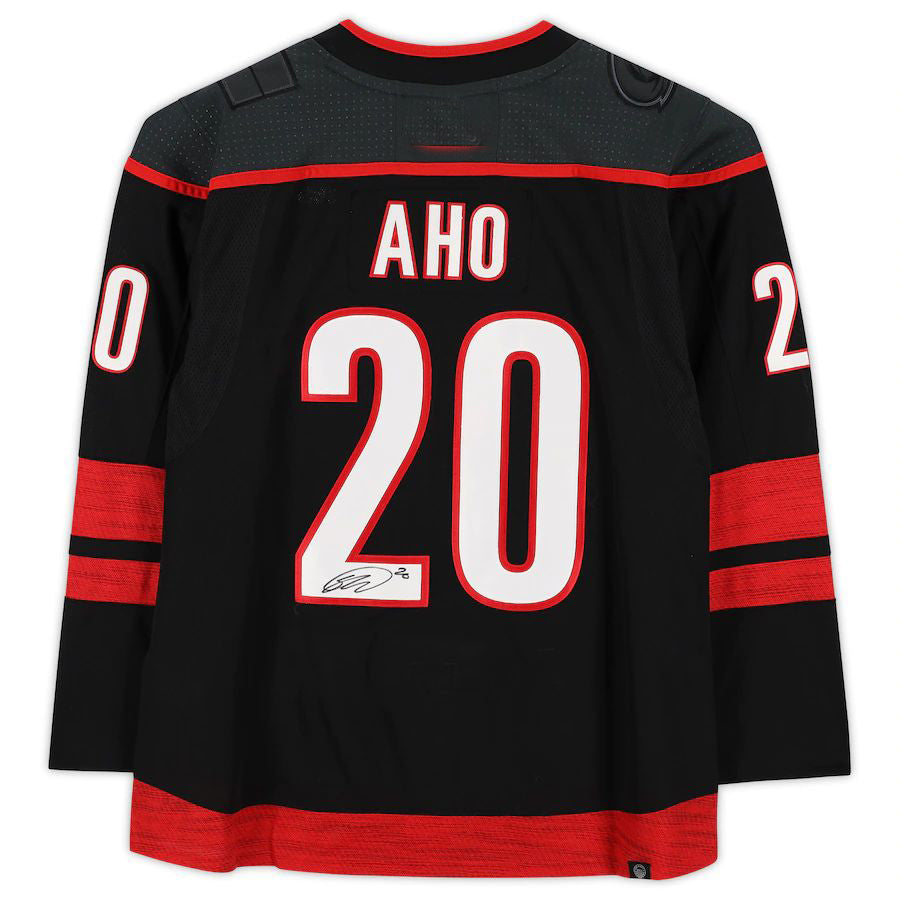 C.Hurricanes #20 Sebastian Aho Fanatics Authentic Autographed Black Alternate Jersey Black Stitched American Hockey Jerseys