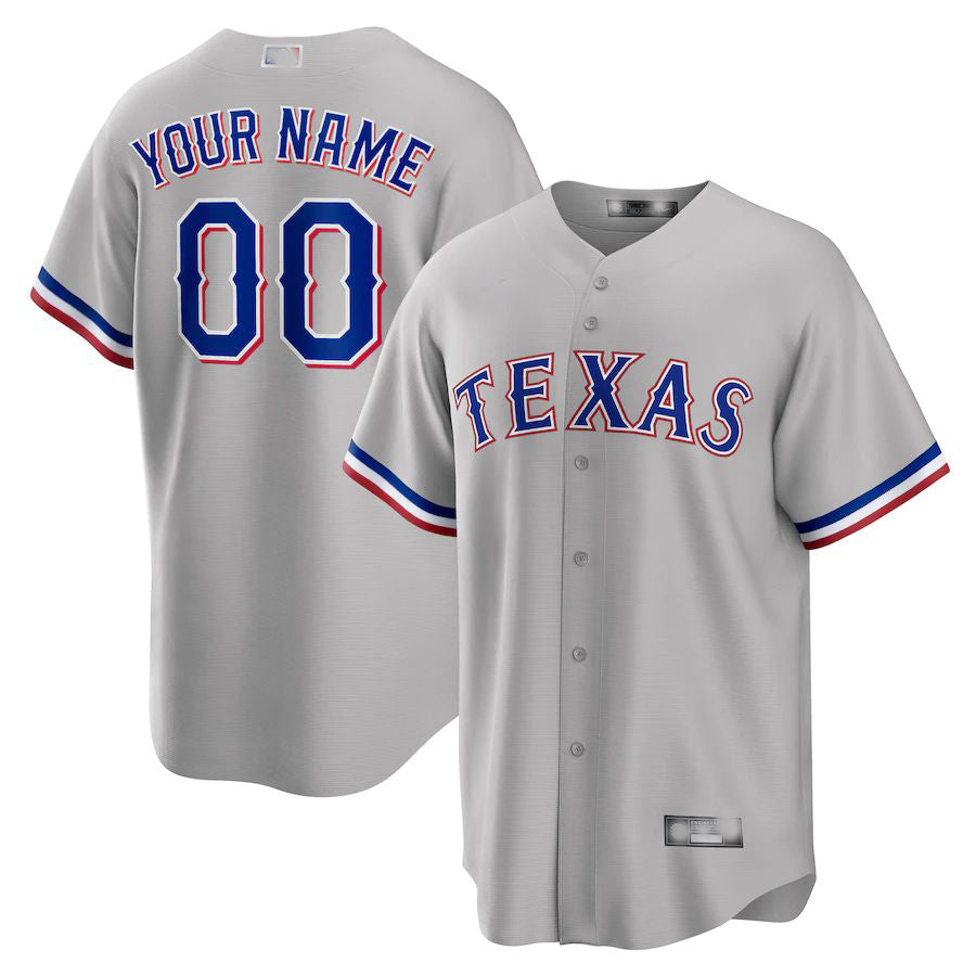 Custom Texas Rangers Gray Road Custom Replica Jersey Baseball Jerseys