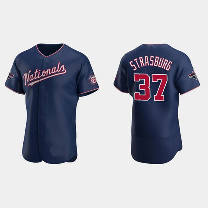 WASHINGTON NATIONALS #37 STEPHEN STRASBURG 2019 WORLD SERIES CHAMPIONS STEPHEN STRASBURG NAVY AUTHENTIC ALTERNATE JERSEY Baseball Jerseys