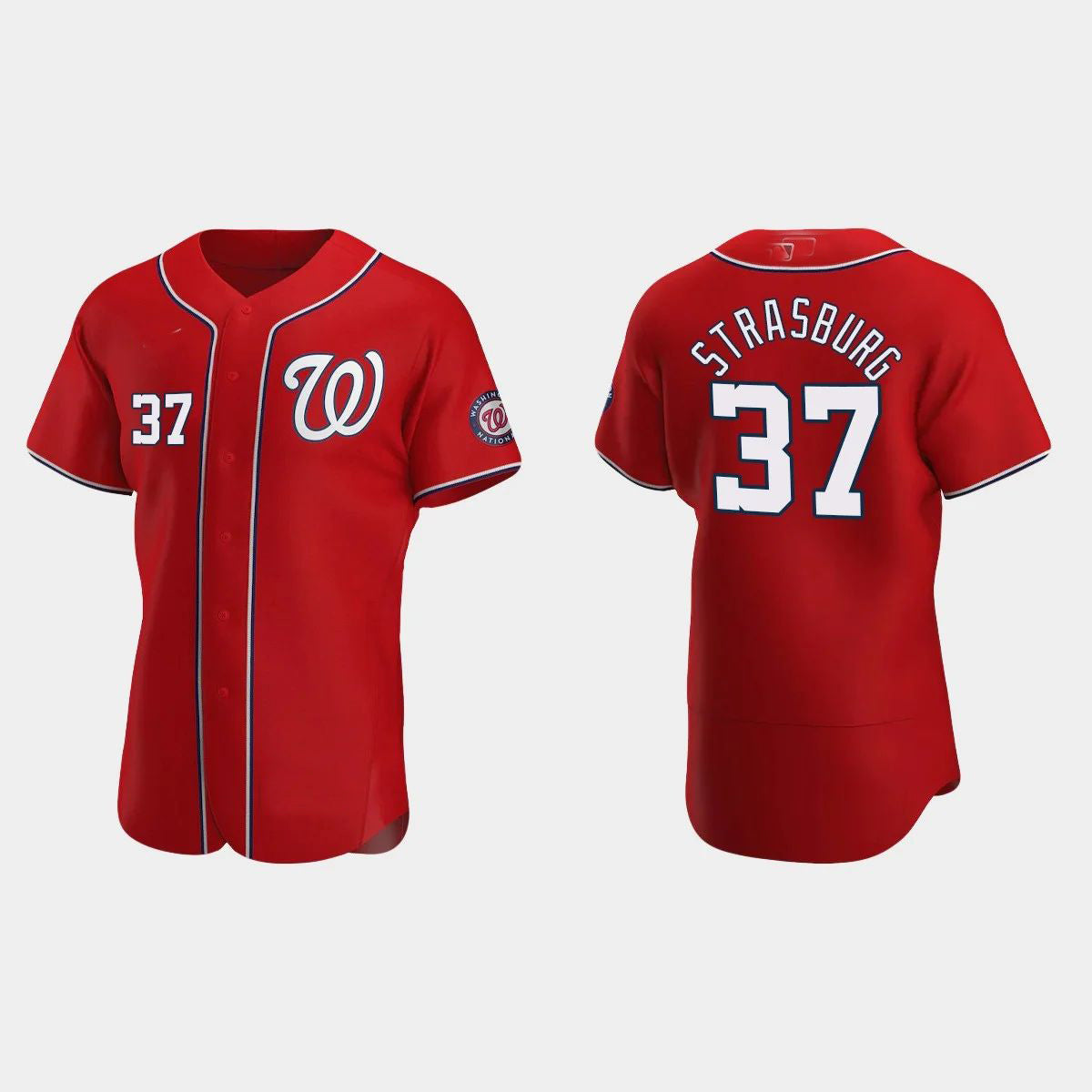 WASHINGTON NATIONALS #37 STEPHEN STRASBURG RED AUTHENTIC 2020 ALTERNATE JERSEY Baseball Jerseys