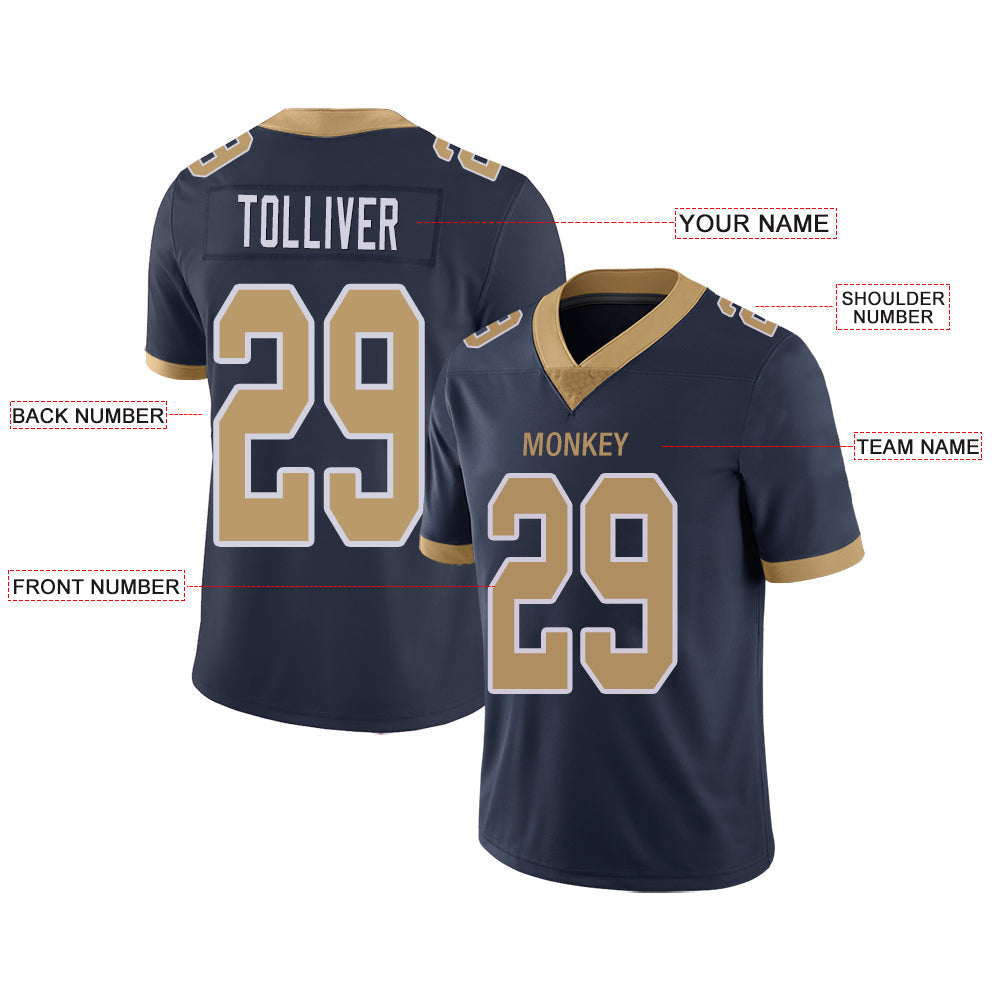 Custom LA.Chargers Stitched American Football Jerseys Personalize Birthday Gifts Navy Jersey