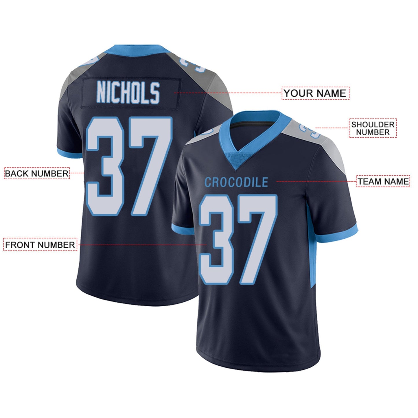 Custom T.Titans Football Jerseys Team Player or Personalized Design Your Own Name for Men's Women's Youth Jerseys Navy