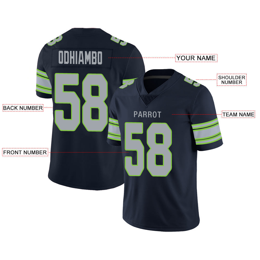 Custom S.Seahawks Stitched American Football Jerseys Personalize Birthday Gifts Navy Jersey