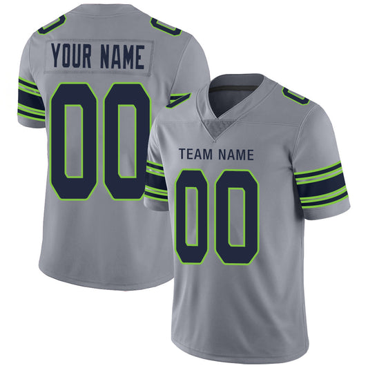 Custom S.Seahawks Stitched American Football Jerseys Personalize Birthday Gifts Grey Jersey