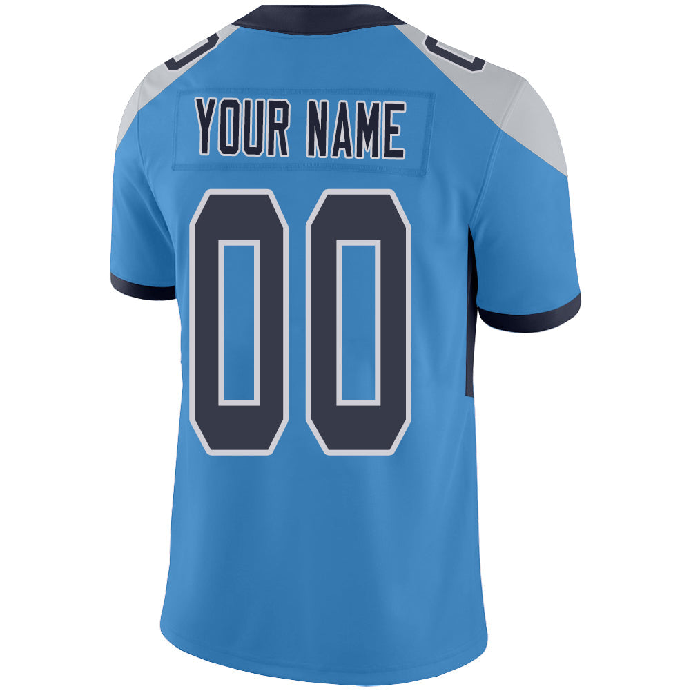 Custom T.Titans Stitched American Football Jerseys Personalize Birthday Gifts Light Blue Jersey